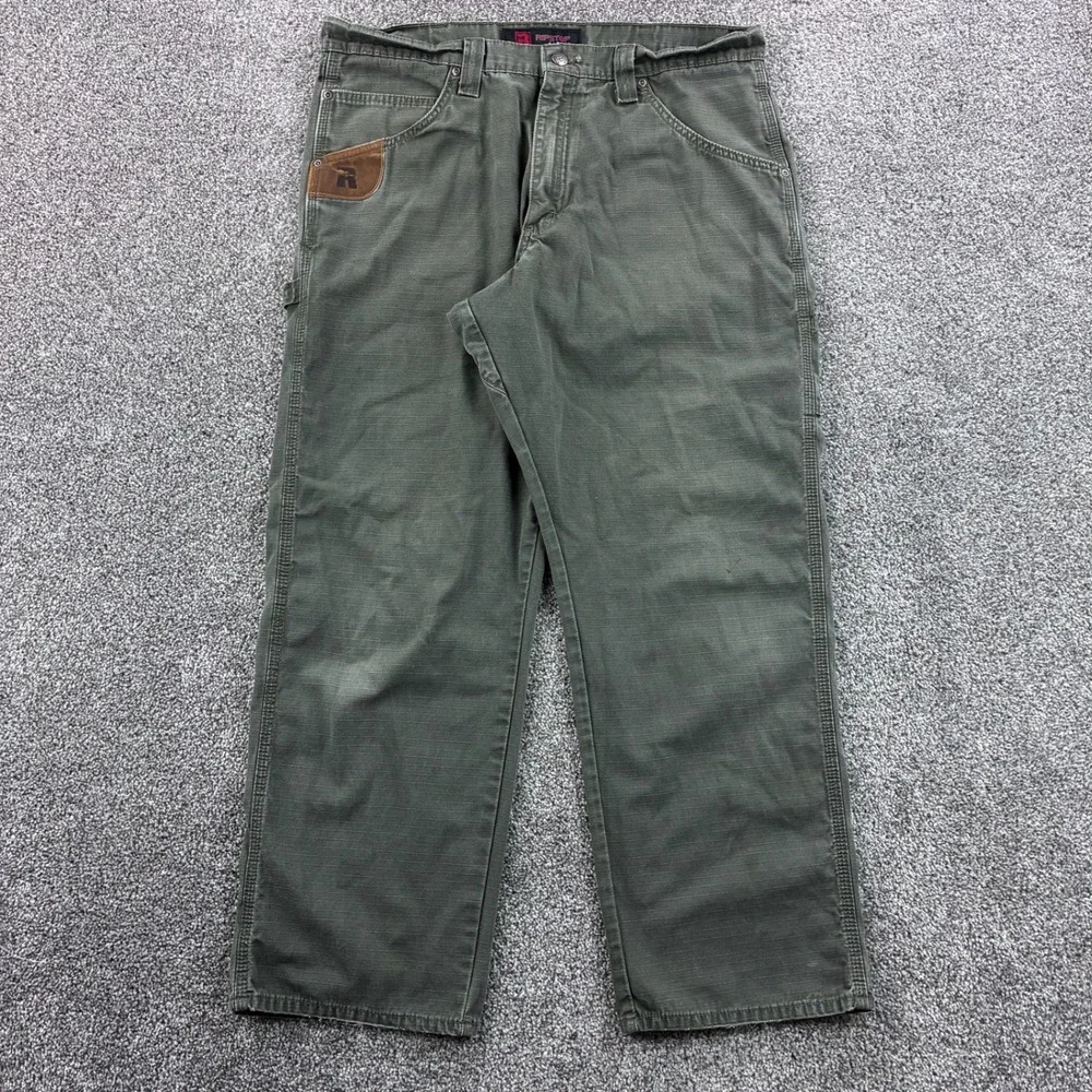 Wrangler Riggs Cargo Pants Mens 36x30 Olive Green Carpenter Ripstop Canvas